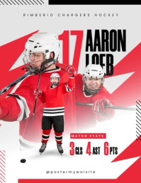 hockey player statistic template Folheto (US Letter)