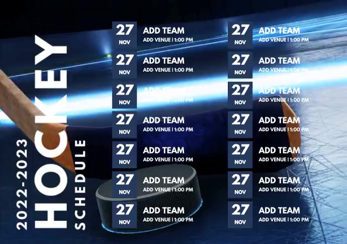 Hockey Schedule Template PosterMyWall