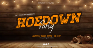 Hoedown Party event promo template Immagine condivisa di Facebook