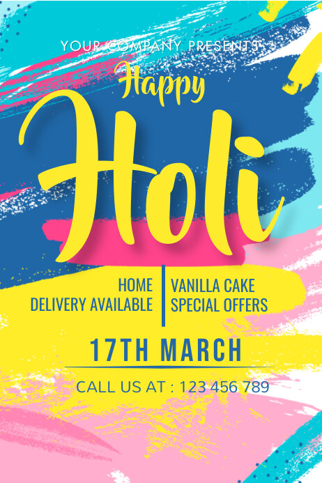 holi, holi festival,event Cartaz template