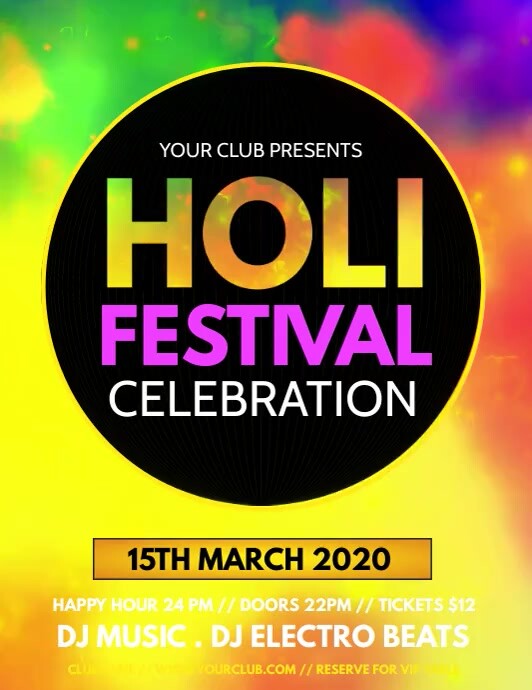 holi, diwali, holi festival, holi video Flyer (US Letter) template