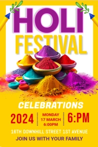 Holi, diwali, pongal, event Banner 4' × 6' template