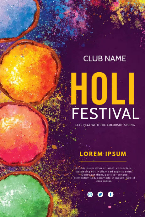 Holi, festival of colors Poster template