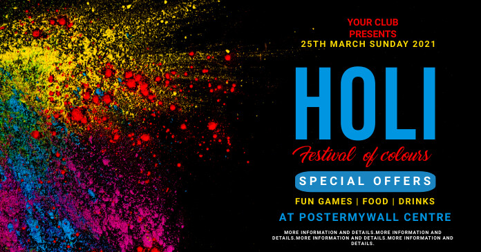 Holi, Party, Festival Obraz udostępniany na Facebooku template