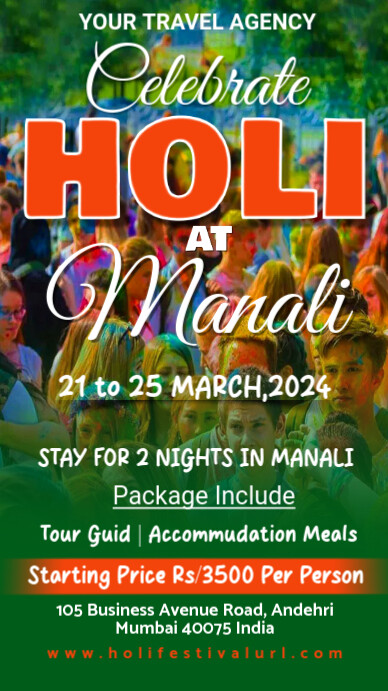 Holi, Party, Festival Instagram Story template