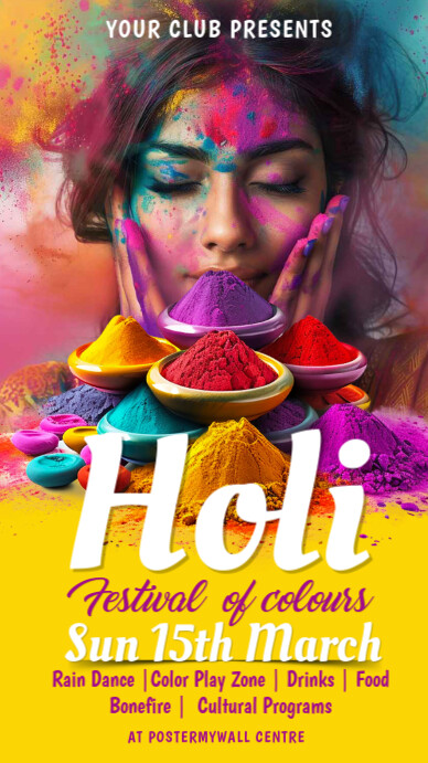 Holi, Party, Festival,holi 2025 Instagram Story template