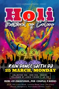 holi events Póster template