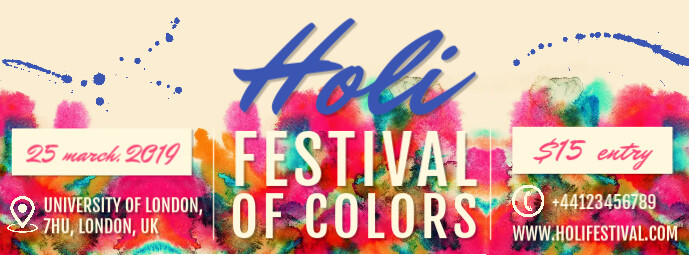 Holi Festival Banner Фотография обложки профиля Facebook template