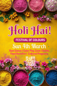 Holi Festival Celebration Banner 4' × 6' template