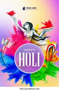 Holi Festival Half Page Wide template