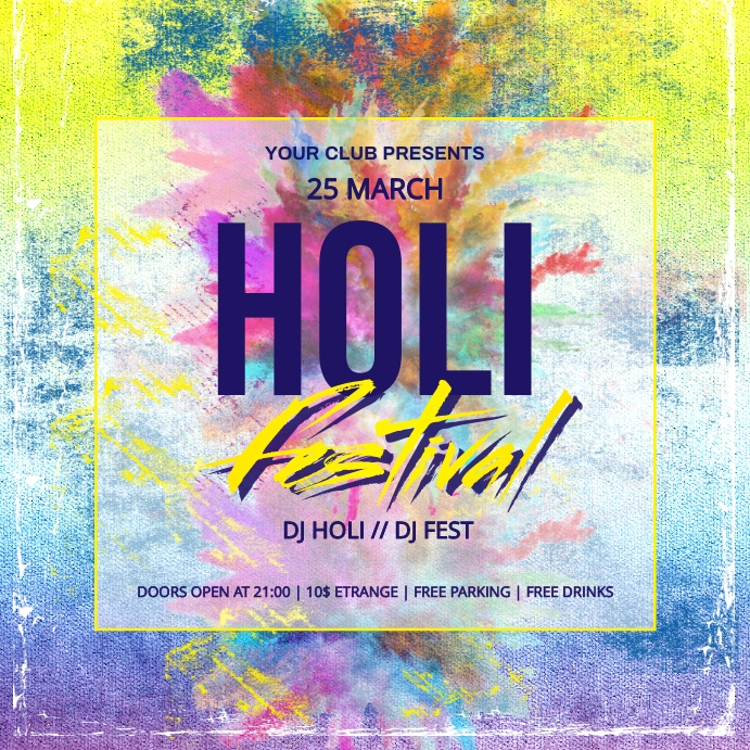 Holi Festival Publicação no Instagram template