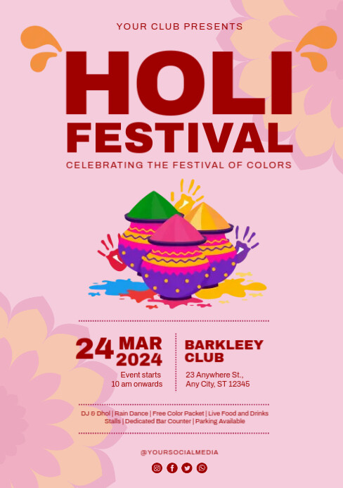 Holi Festival Flyers Template | PosterMyWall