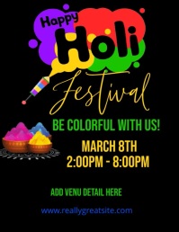 holi festival invitation, holi festival 2023 Flyer (format US Letter) template