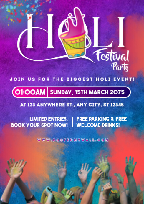 Holi Festival Party A4 template