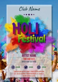 Holi Festival Party Poster Flyer Template A3