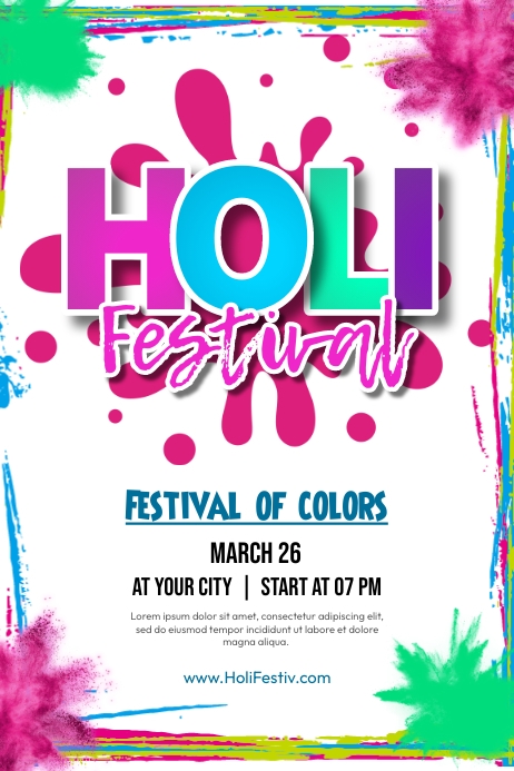 Holi Festival Poster Ads Cartaz template