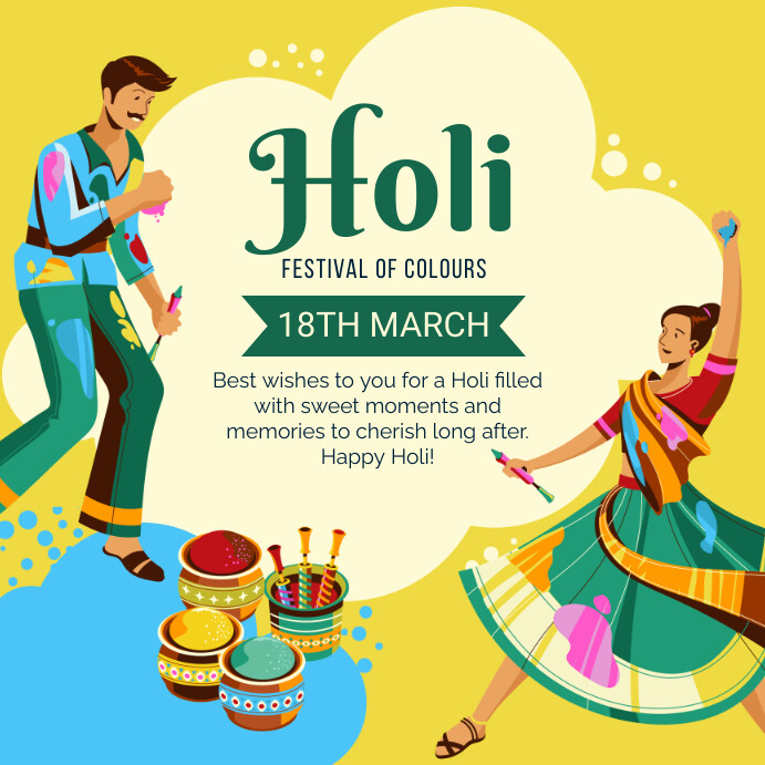 holi festival template Kwadrat (1:1)