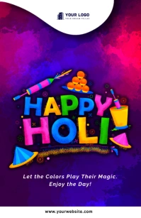 Holi Greetings Half Page Wide template