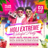 Holi Party Event Post Template Instagram-opslag