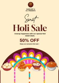 Holi Sale Flyers A5 template