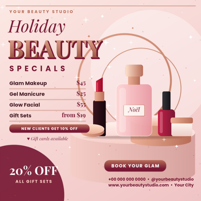 Plantilla de Holiday Beauty Specials Salon Price List Post | PosterMyWall