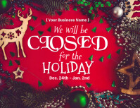 Holiday Closure Sign – Editable Christmas Business Announcement Template Flyer (US Letter)