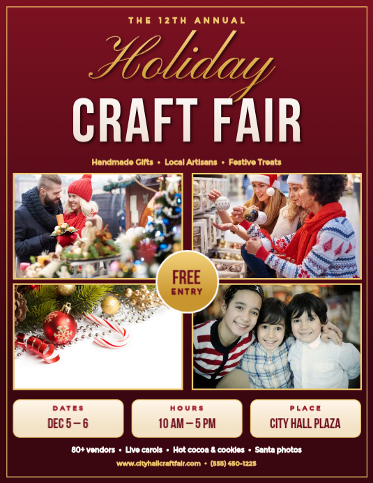 Red Holiday Craft Fair Flyers Template | PosterMyWall