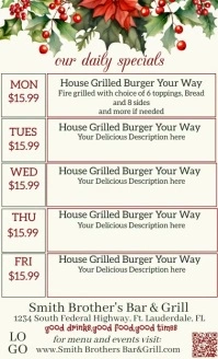 Holiday Daily Specials Menu US Legal template