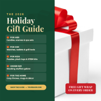 Green Holiday Gift Guide โพสต์บน Instagram Template