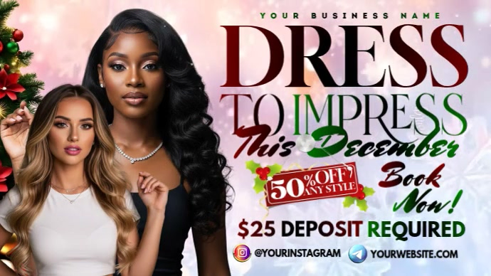 Holiday Glam Dress-To-Impress Promo Template | PosterMyWall Holiday Glam Dress-To-Impress Promo Template | PosterMyWall