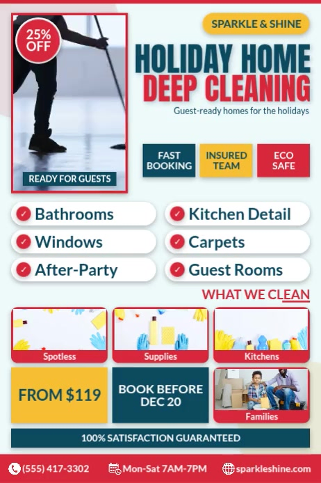 Holiday Home Deep Cleaning Service Pinterest Graphic Template ...