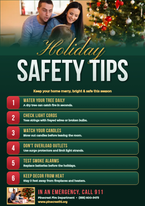 Green Holiday Safety Tips A4 Template | PosterMyWall
