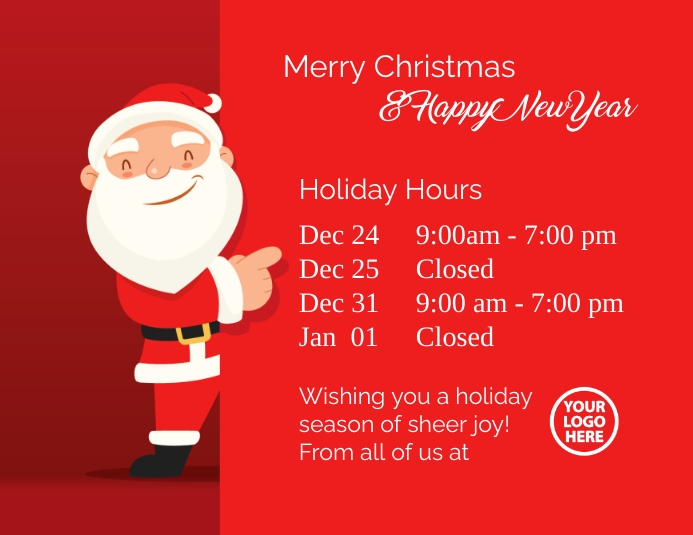 Holiday hours - Christmas announcement Pamflet (Letter AS) template