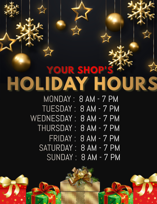 Holiday hours Pamflet (VSA Brief) template