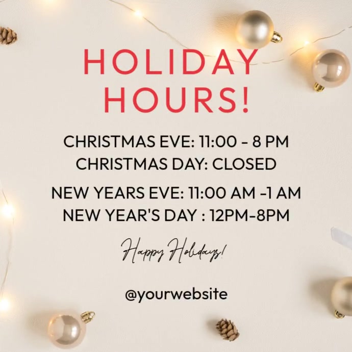 Holiday Hours Template | PosterMyWall