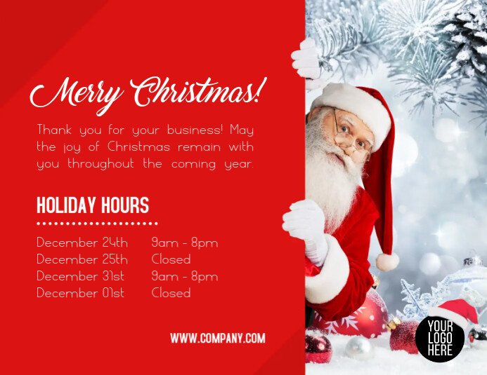 Holiday Hours Template Free