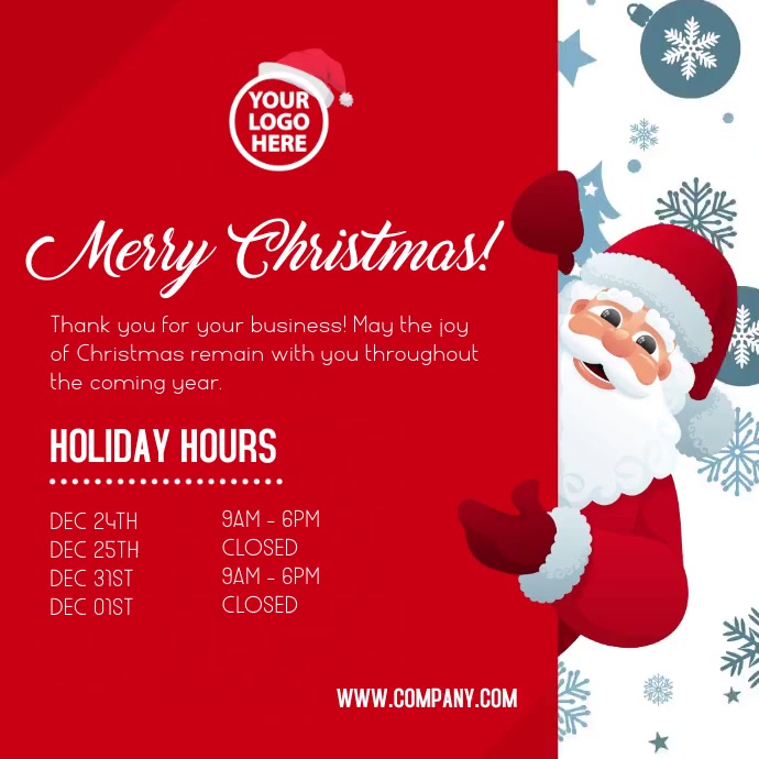 Holiday hours announcement Square (1:1) template