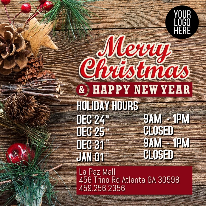 Holiday Hours Instagram Plasing template