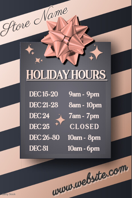 Holiday Hours Example Holiday Hours Poster Template | PosterMyWall