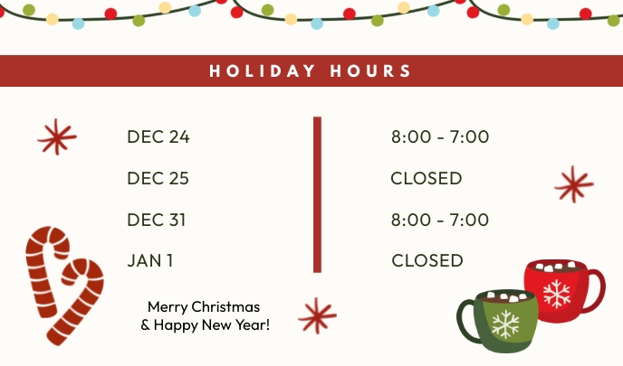 Holiday Hours Template | PosterMyWall