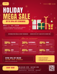 Red Holiday Mega Sale Flyer Template
