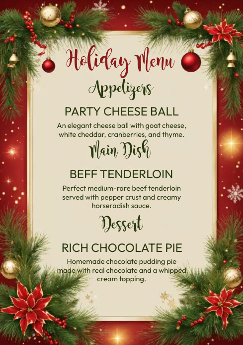 Holiday Menu Template | PosterMyWall