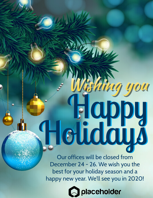 Holiday Office Closure Ulotka (US Letter) template