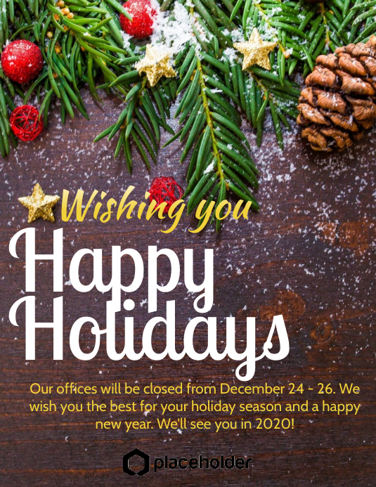 Holiday Office Closure Iflaya (Incwadi ye-US) template