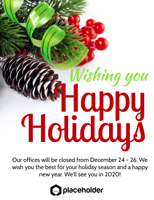 Holiday Office Closure Template PosterMyWall Holiday Office Closure Template PosterMyWall