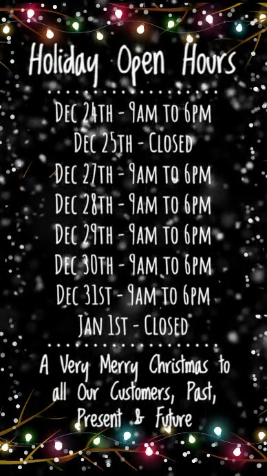 Holiday Open Hours Video Template Digital Display (9:16)