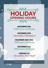 Holiday Opening Hours print template A4