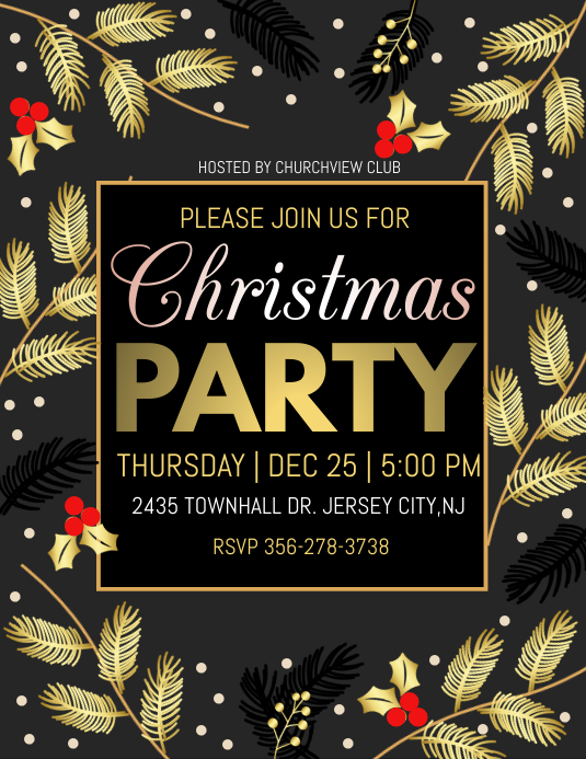 holiday party, christmas party Flyer (US Letter) template
