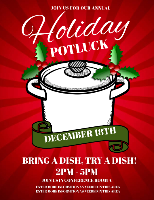 Christmas Potluck Invitation Template Free Printable