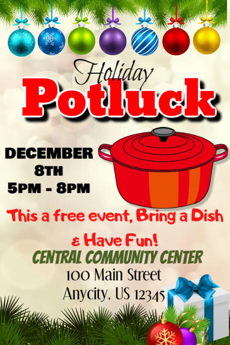 Holiday Potluck Template PosterMyWall Holiday Potluck Template PosterMyWall